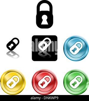 Diverse versioni di un icona simbolo di un lucchetto stilizzata Illustrazione Vettoriale