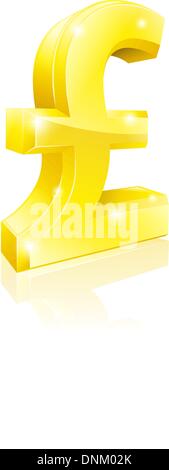 Illustrazione di un grande oro luccicante Sterlina simbolo della valuta Illustrazione Vettoriale