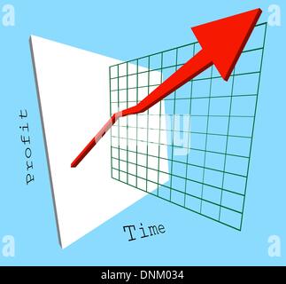 Un grafico 3D che mostra profitti sparando a saltare fuori dello schermo. Colori facilmente cambiato. Illustrazione Vettoriale
