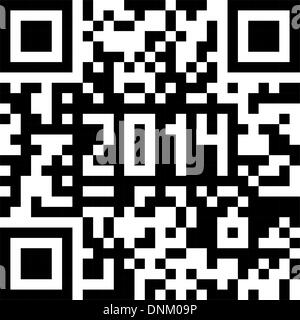 2014 Anno nuovo contatore, codice QR vettore. Illustrazione Vettoriale