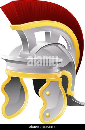 Illustrazione del soldato romano la galea style casco con cresta rossa Illustrazione Vettoriale