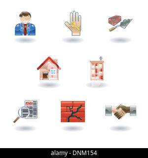 Un set di lucido glossy immobiliare di icone Illustrazione Vettoriale