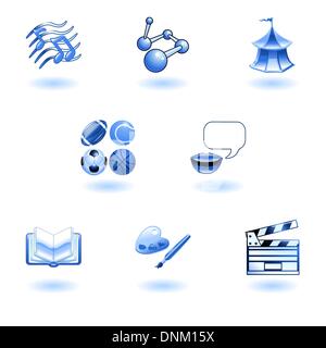 Un soggetto o categoria icona impostare ad esempio la scienza, lingua, letteratura, storia, musica, educazione fisica etc Illustrazione Vettoriale