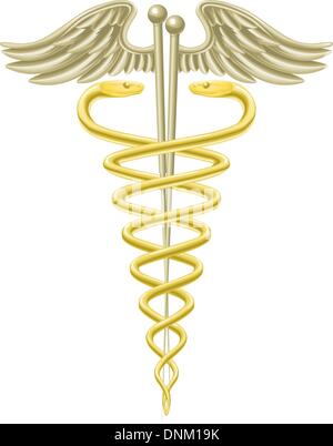 Un medico caduceo con aghi di agopuntura per agopuntura tradizionale medicina alternativa. Illustrazione Vettoriale