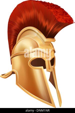 Illustrazione di un bronzo casco di Troia, Spartan casco, elmo romano o greco casco. Stile corinzio. Illustrazione Vettoriale