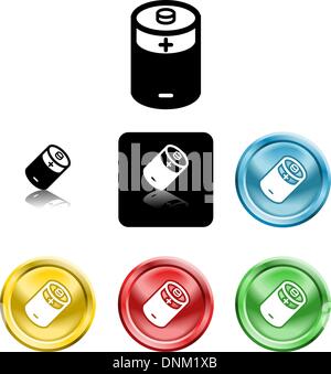 Diverse versioni di un icona simbolo di stilizzazione di una batteria Illustrazione Vettoriale