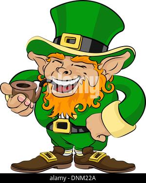 Illustrazione della festa di San Patrizio leprechaun fumatori un tubo Illustrazione Vettoriale