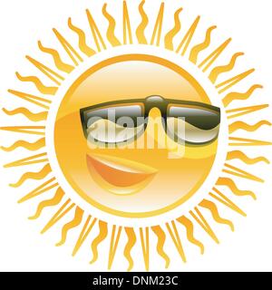 Un sorridente sole con occhiali da sole icon illustrazione Illustrazione Vettoriale