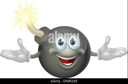 Una illustrazione di un simpatico felice bomba personaggio dei fumetti Illustrazione Vettoriale