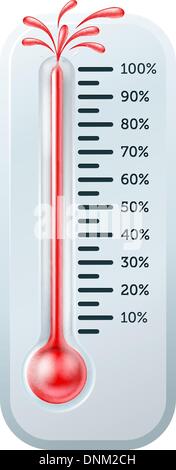 Illustrazione di un termometro con l'alcool rosso lo scoppio attraverso la parte superiore. Illustrazione Vettoriale