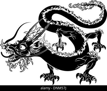 Una illustrazione di un cinese stilizzata oriental dragon forse un drago tattoo Illustrazione Vettoriale