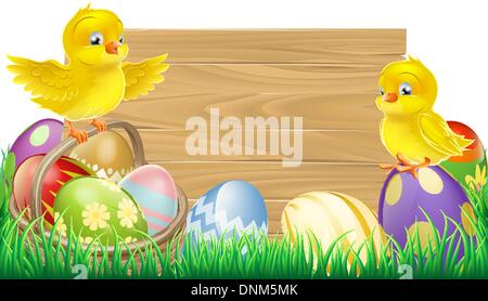 Un fustellato in legno segno pasquale con copyspace nel centro per il testo Illustrazione Vettoriale