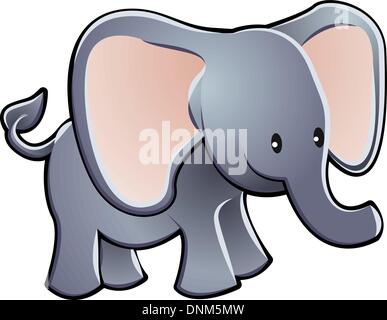 Un elefante adorabili bambini vettore cartoony illustrazione Illustrazione Vettoriale