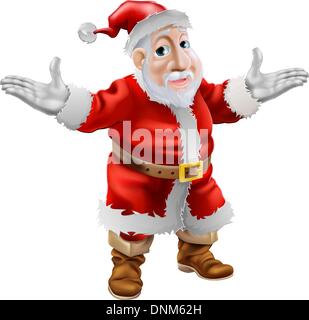 Un felice Natale cartoon Santa Claus in piedi con le braccia aperte Illustrazione Vettoriale