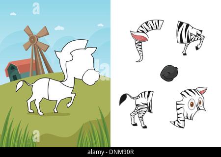 Una illustrazione vettoriale di zebra puzzle Illustrazione Vettoriale