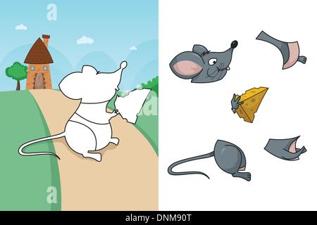 Una illustrazione vettoriale di mouse puzzle Illustrazione Vettoriale