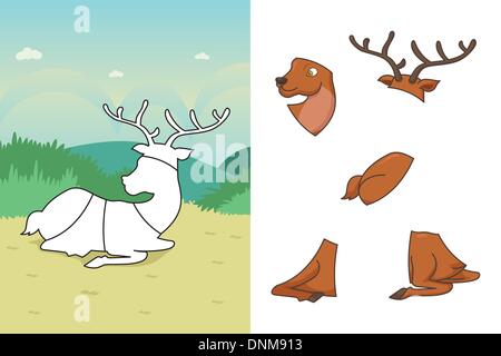 Una illustrazione vettoriale di deer puzzle Illustrazione Vettoriale