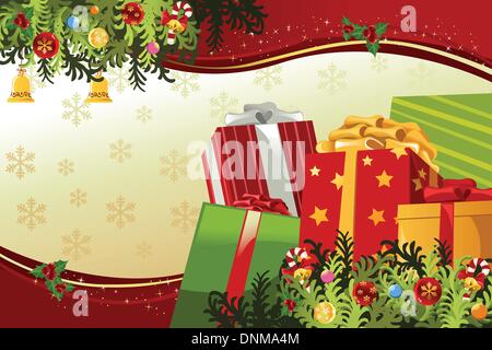 Una illustrazione vettoriale di un Buon Natale card Illustrazione Vettoriale