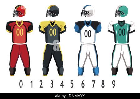 Una illustrazione vettoriale di football americano jersey Illustrazione Vettoriale