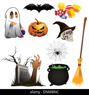Una illustrazione vettoriale di Halloween icona set Illustrazione Vettoriale