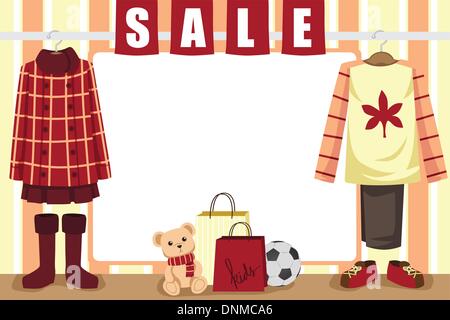 Una illustrazione vettoriale di store window display per lo shopping di autunno Illustrazione Vettoriale