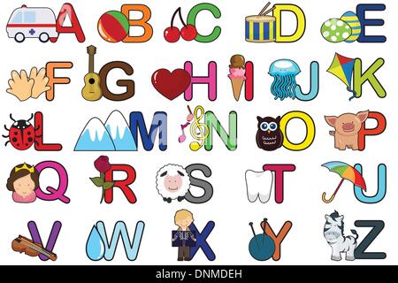 Una illustrazione vettoriale di un insieme di lettere dell'alfabeto Illustrazione Vettoriale