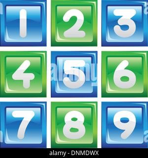 Una illustrazione vettoriale di un set di icone di numeri Illustrazione Vettoriale