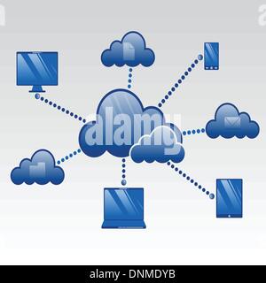Una illustrazione vettoriale del cloud computing concept Illustrazione Vettoriale