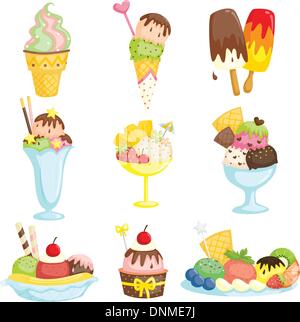Una illustrazione vettoriale di deliziosi gelati Illustrazione Vettoriale