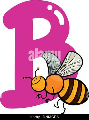 Cartoon illustrazione della lettera B per bee Illustrazione Vettoriale
