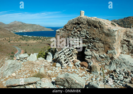 Griechenland, Insel Tilos, Bucht von Livadia, byzantinische Kapelle Agios Nikolaos Foto Stock