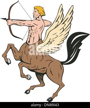 Illustrazione del centauro con arco e frecce di ripresa. Illustrazione Vettoriale