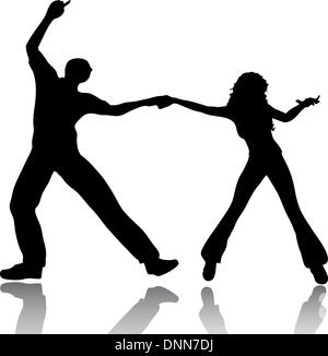 Silhouette di una coppia danzante Illustrazione Vettoriale