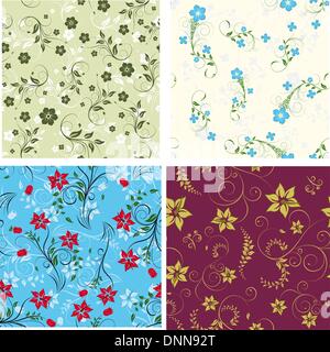 Floral background senza giunture per la tua progettazione utilizzare. Per facile rendere seamless pattern appena trascinare uno dei gruppi nella barra di campioni e di utilizzarlo per il riempimento di tutti i contorni. Illustrazione Vettoriale