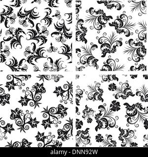 Floral background senza giunture per la tua progettazione utilizzare. Per facile rendere seamless pattern appena trascinare uno dei gruppi nella barra di campioni e di utilizzarlo per il riempimento di tutti i contorni. Illustrazione Vettoriale