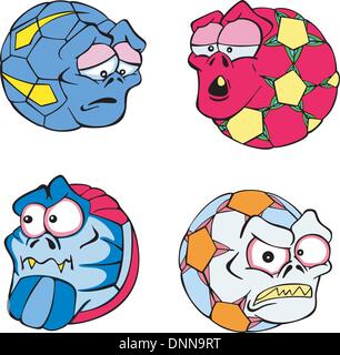 Brutto e divertente palle. Impostare il colore di illustrazioni vettoriali. Illustrazione Vettoriale