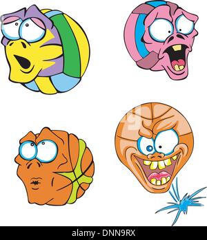 Brutto e divertente palle. Impostare il colore di illustrazioni vettoriali. Illustrazione Vettoriale