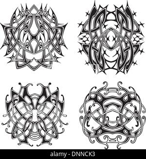 Nodo simmetrico pattern. Set di bianco e nero illustrazioni vettoriali. Illustrazione Vettoriale