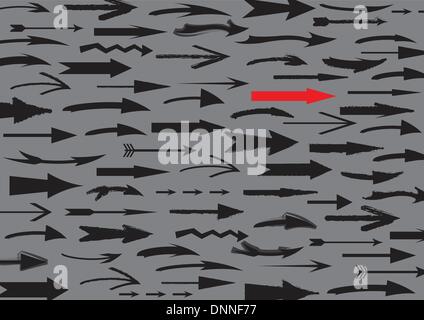 Frecce sfondo con colore nero e rosso Illustrazione Vettoriale