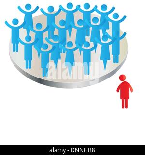 Gruppo di felice e sola persona Illustrazione Vettoriale