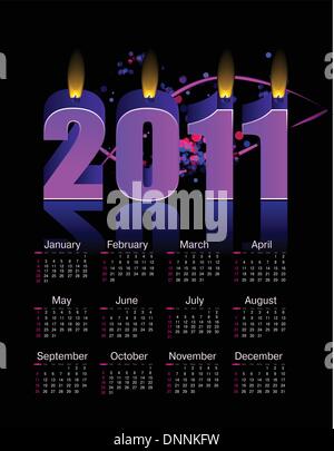 Candele accese 2011 Calendario Illustrazione Vettoriale