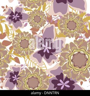 Vettore senza giunture motivo floreale. Per facile rendere seamless pattern appena trascinare tutti i gruppo nella barra di campioni e di utilizzarlo per il riempimento di tutti i contorni. Illustrazione Vettoriale