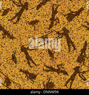 Egiziana geroglifici seamless pattern. Per facile rendere seamless pattern appena trascinare tutti i gruppo nella barra di campioni e di utilizzarlo per il riempimento di tutti i contorni. Illustrazione Vettoriale