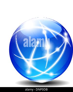 Trasparente sfera colorata comunicazione Internet cavo del globo Illustrazione Vettoriale