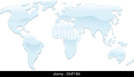 Una mappa del mondo con le goccioline di acqua formando i continenti Illustrazione Vettoriale