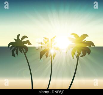 Palme silhouette al tramonto Illustrazione Vettoriale