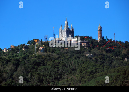 Sagrat Cor chiesa sul monte Tibidabo di Barcellona, Spagna Foto Stock