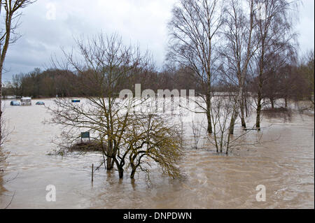 Yalding, Kent, Regno Unito, 3 gennaio 2013. Il fiume Medway inondazione in Yalding, Kent. Credito: Patrick nairne/Alamy Live News Foto Stock