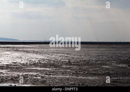 Appartamenti di fango a Thurstaston sul Wirral Peninsular cheshire england Foto Stock