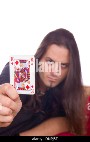 L'uomo rappresenta il re di picche con aspetto mistico Foto Stock